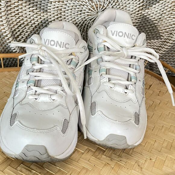 Vionic Walker Classic White Aqua Leather Walking Shoes Size 8.5 - Picture 13 of 14